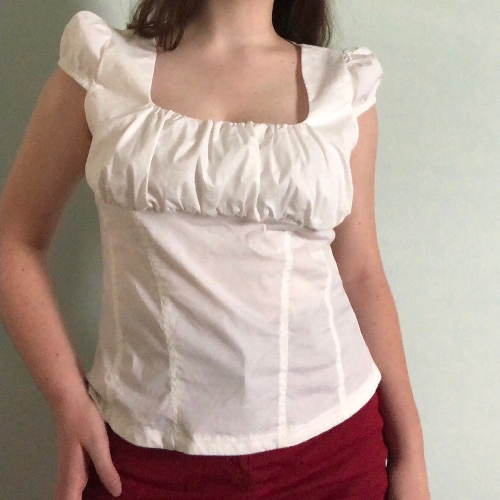 White peasant/corset style top